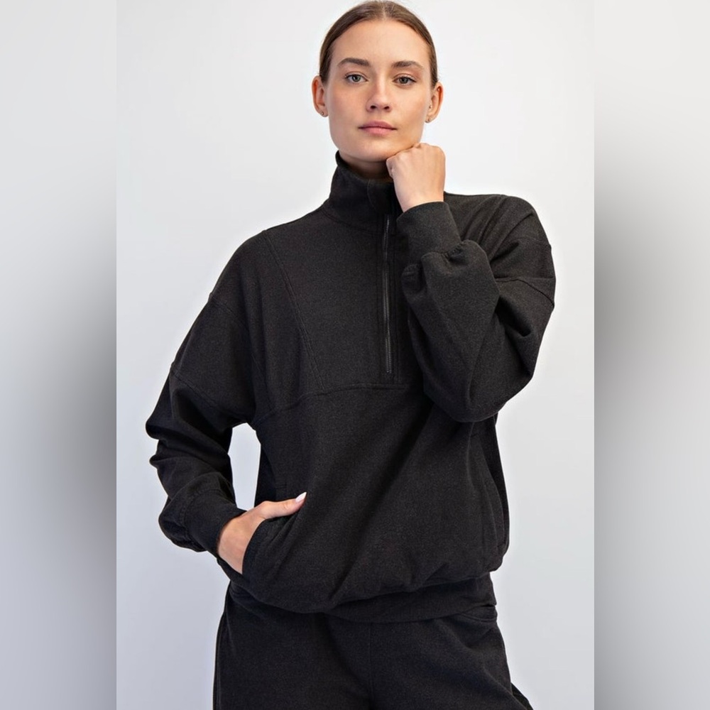 Rae Mode brush ribbed quarter zip pullover in size medium